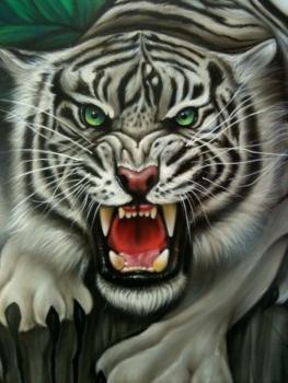 Diamond Painting weisser Tiger fauchend eckig 30x40cm