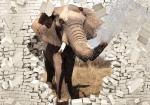 Diamond Painting Elefant bricht durch Mauer 30x40cm eckig