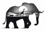 Diamond Painting Schattenspiel Elefant eckig 30x40cm (auch der weisse Hintergrund sind Steine)